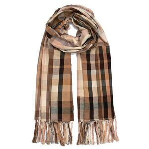 Echo Women's Semolina Cotton & Wool Patched Plaid Wrap O/S (MSRP $129)